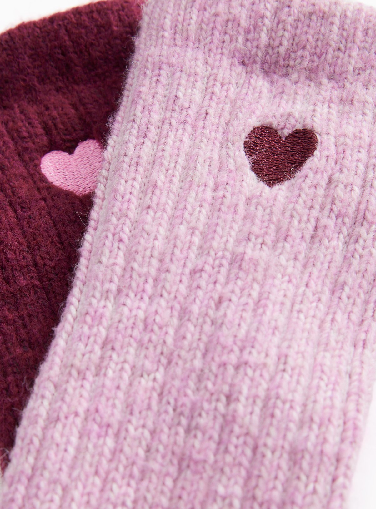 Heart Embroidered Rib Socks 2 Pack 12.5-3.5 - Image 2 thumbnail